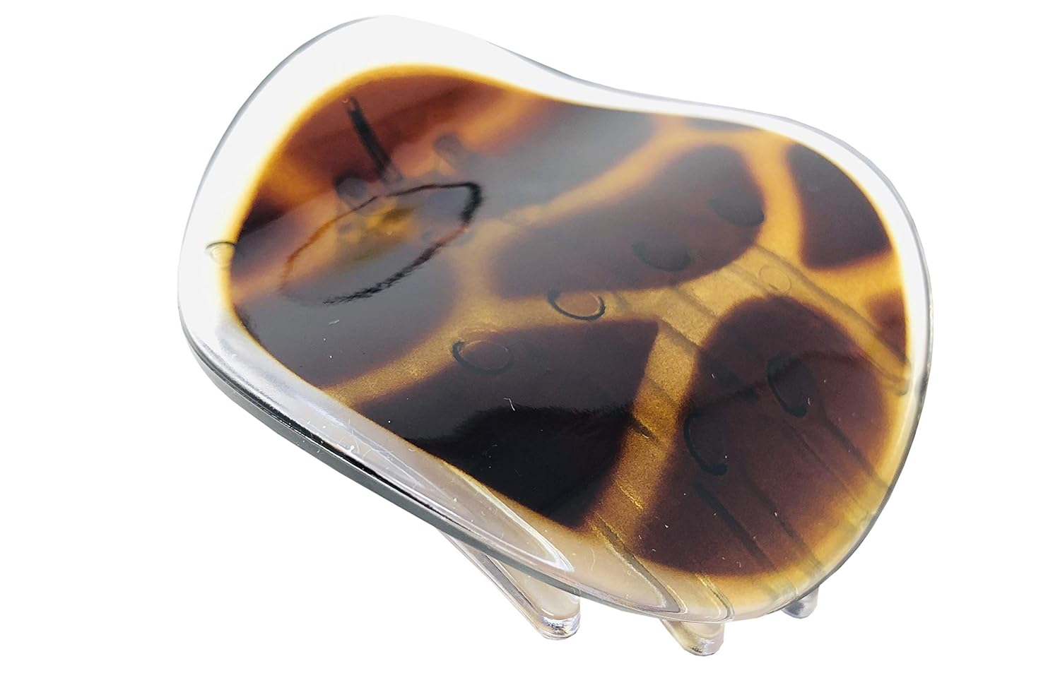 Parcelona France Onde Leopard Tortoise Shell Clear Celluloid Side Slide en agarre seguro pinza de pelo fino de pato para yoga -2 34 pulgadas