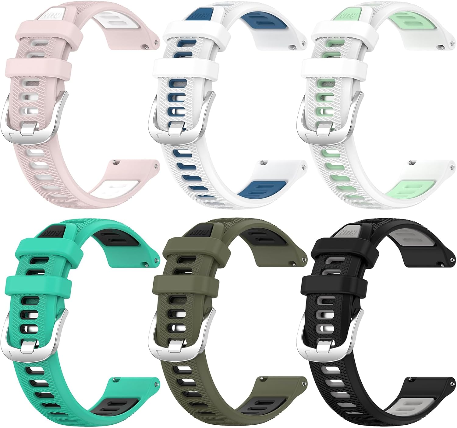 Paquete de 6 correas destinadas a Garmin Vivoactive 4SVivomove 3SForerunner 25S 265SVenu 2SVenu 3S Smartwatch Correa de repuesto de 0.709 in