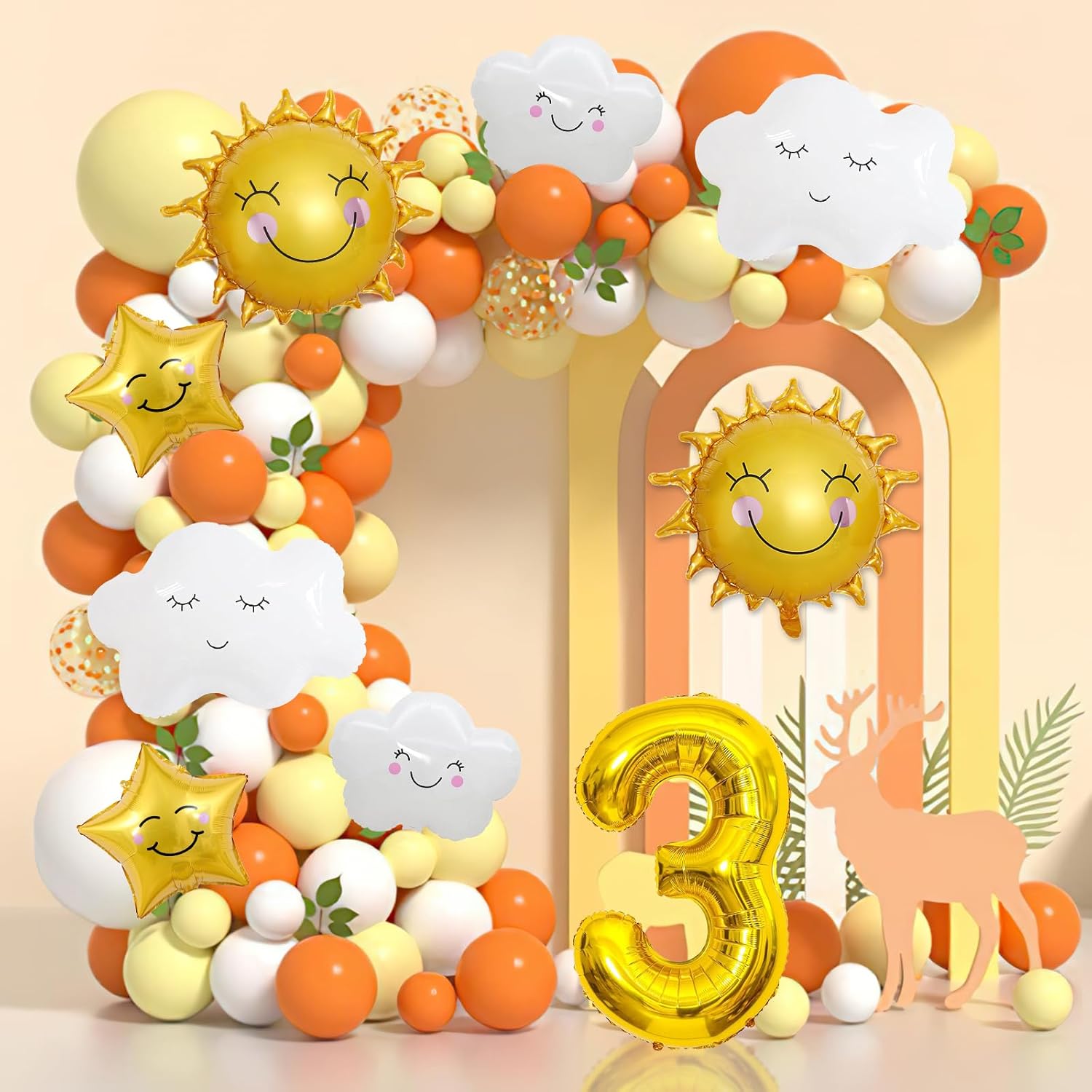 9 globos de papel de aluminio con diseño de flor de sol, cara sonriente, número de cumpleaños, suministros de fiesta de cumpleaños de sol,