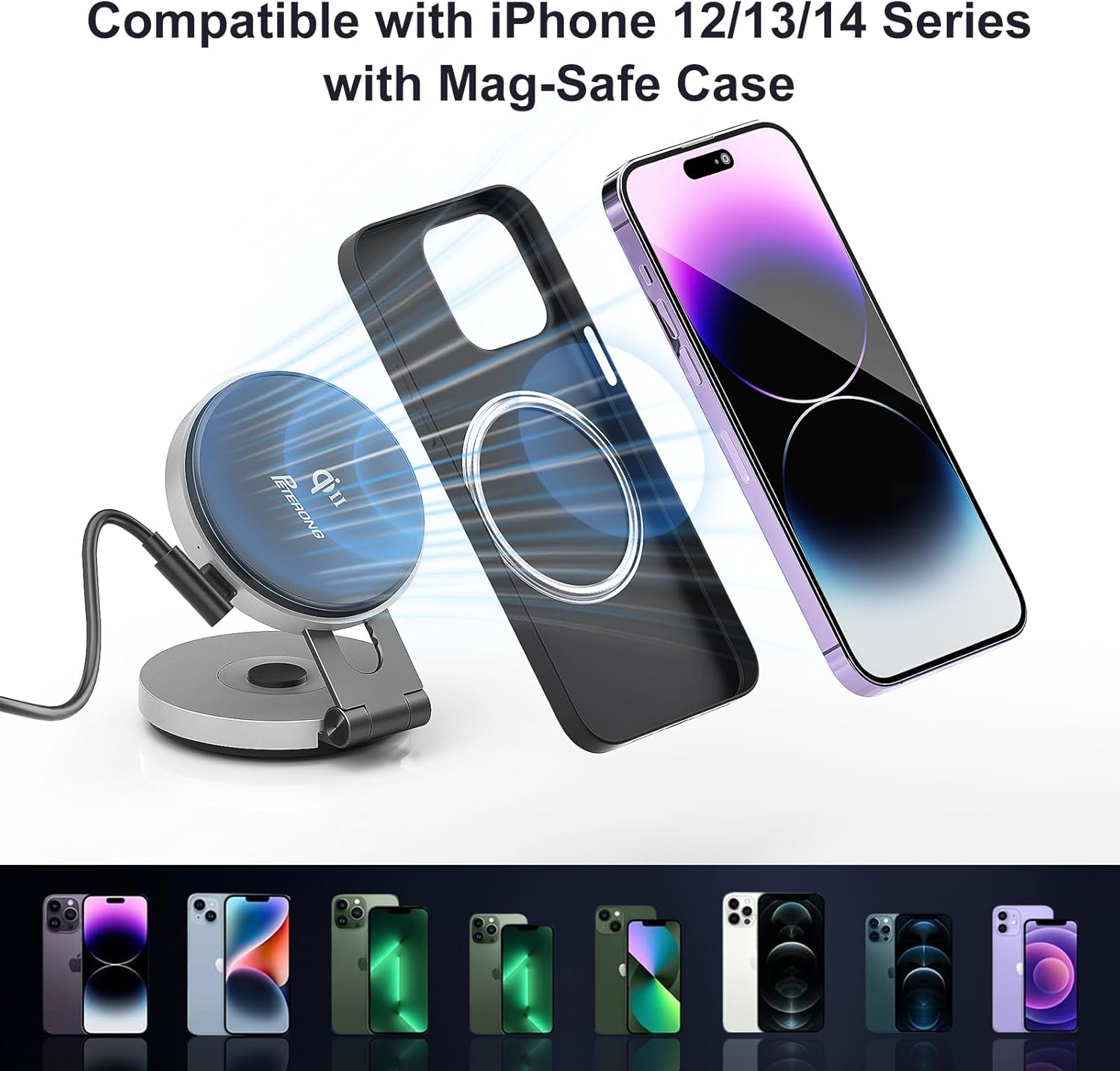 Qi2 Wireless Car Phone Charger Holder Compatible with MagSafe for Tesla Model 3Y, 15W Fast Charging Car Phone Mount Foldable Invisible Cradle Stand