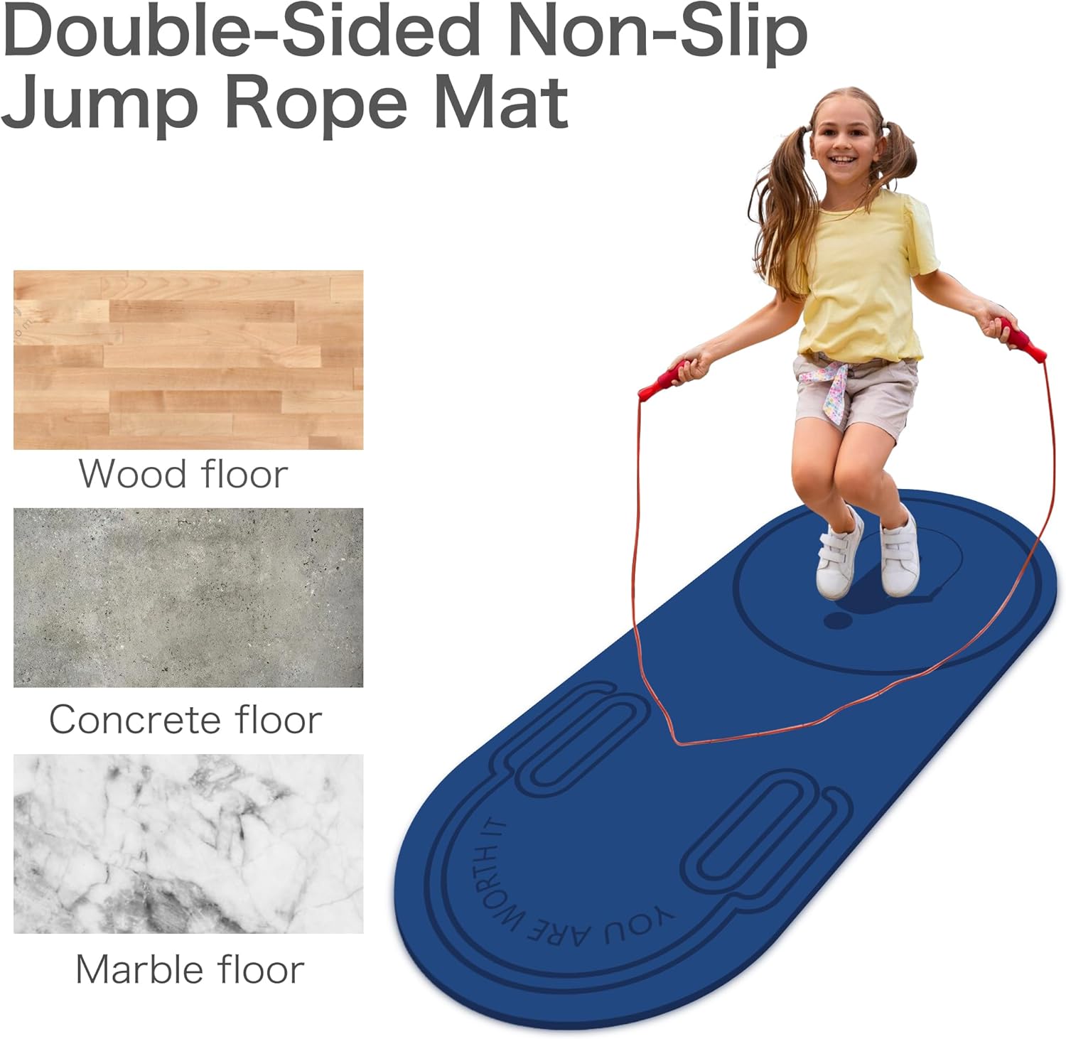 Knsbk Alfombrilla antideslizante para saltar con cuerda de absorción de impactos, para adultos y niños, para el hogar, interior, entrenamiento,