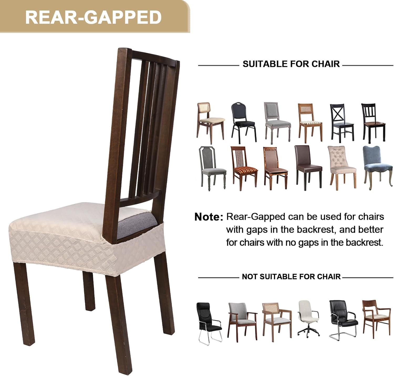 NIBESSER Juego de 4 fundas de asiento para sillas de comedor, elásticas, suaves, extraíbles y lavables, fundas de cojín para comedor, fundas de
