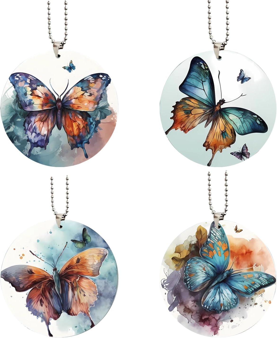 4 adornos colgantes de mariposa acrílica, encantadoras decoraciones de espejo de automóvil, adorno de árbol de Navidad y accesorios
