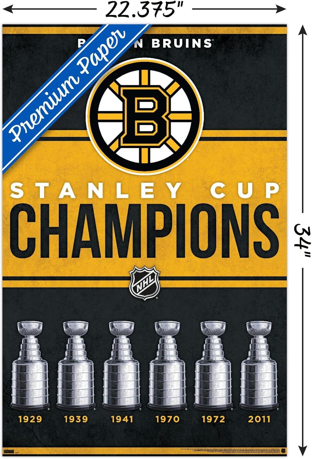 Trends International Póster de pared de los Boston Bruins de la NHL – Champions 23