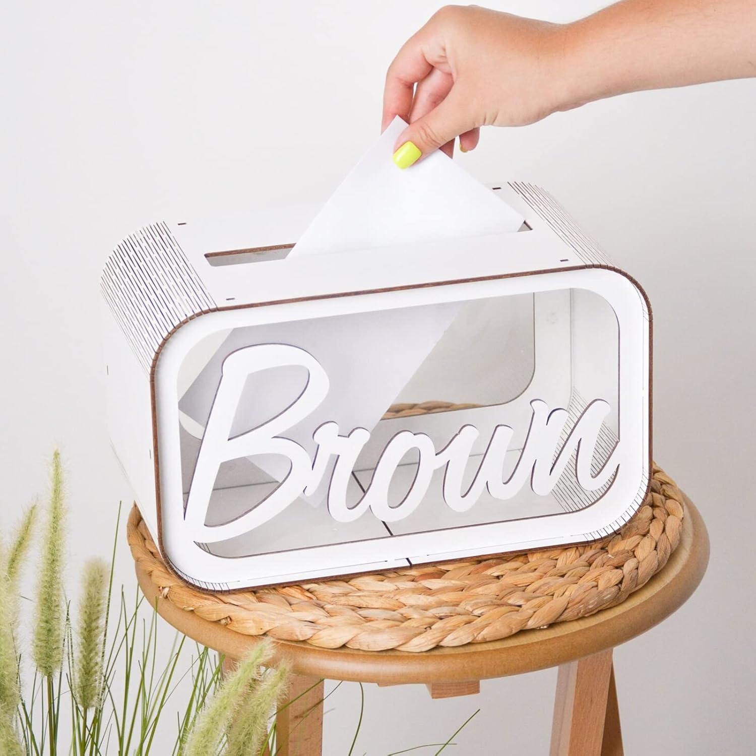 Caja de tarjetas de boda, caja de tarjetas de boda personalizada, caja de madera rústica, caja de recuerdos para decoración de boda, nombre y fecha