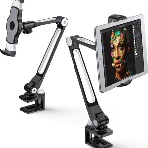 AboveTEK Soporte de escritorio para iPad, soporte ajustable multiángulo para tableta, brazo giratorio de 360, soporte de abrazadera de aluminio para AboveTEK Soporte de escritorio para iPad, soporte ajustable multiángulo para tableta, brazo giratorio de 360, soporte de abrazadera de aluminio para