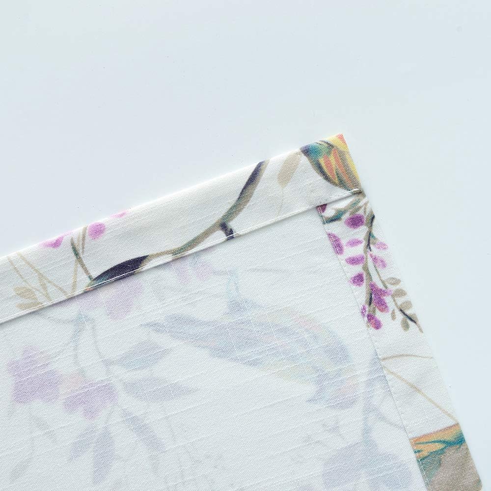 VOGOL Cenefas de cocina de estilo rústico para ventanas, bonito patrón de pájaros con bolsillo para barra, cortinas cortas para sala de estar, 1