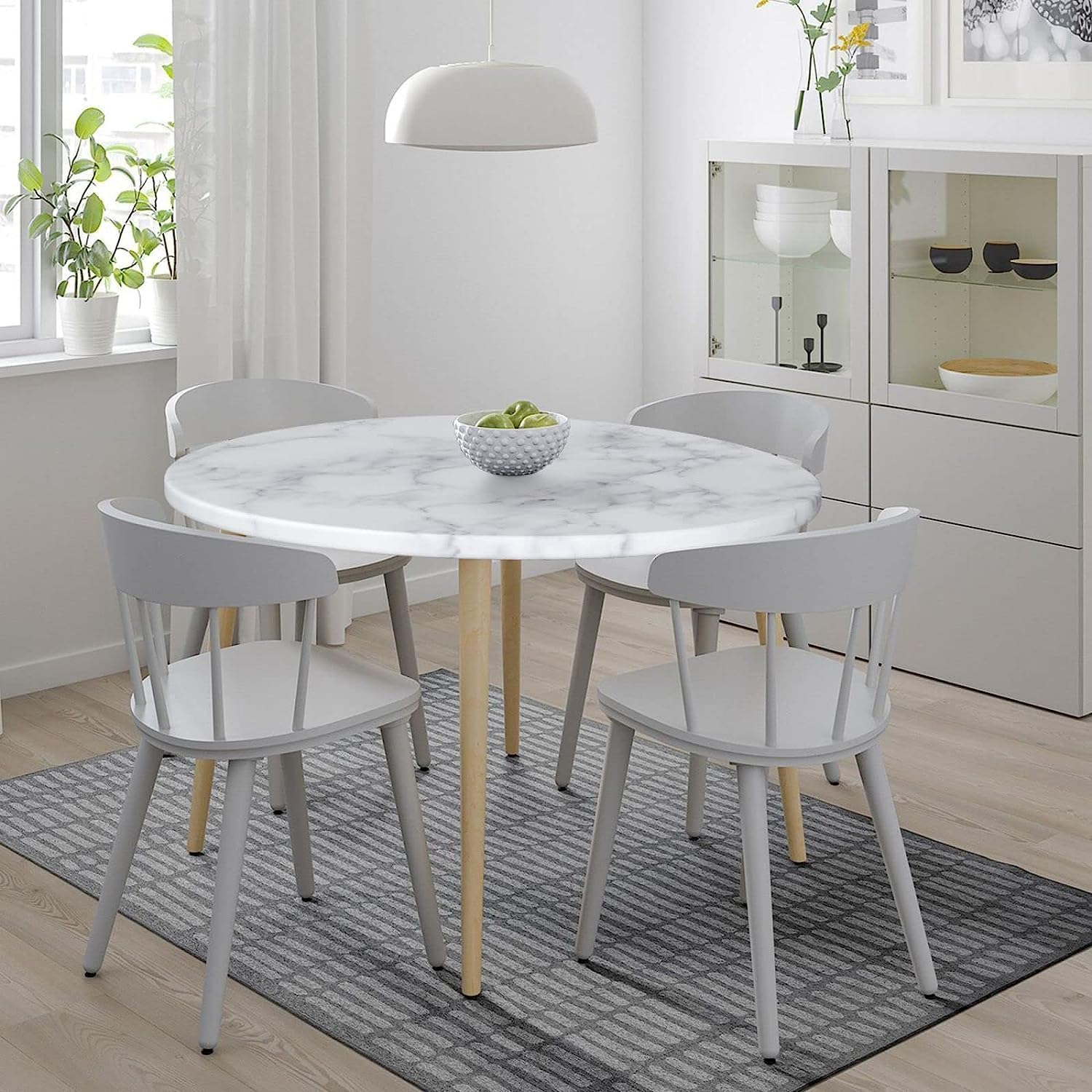Fiokroo Mantel con textura de mármol blanco con borde elástico, mantel redondo, lavable, reutilizable, para cocina, comedor, fiesta, picnic, mediano
