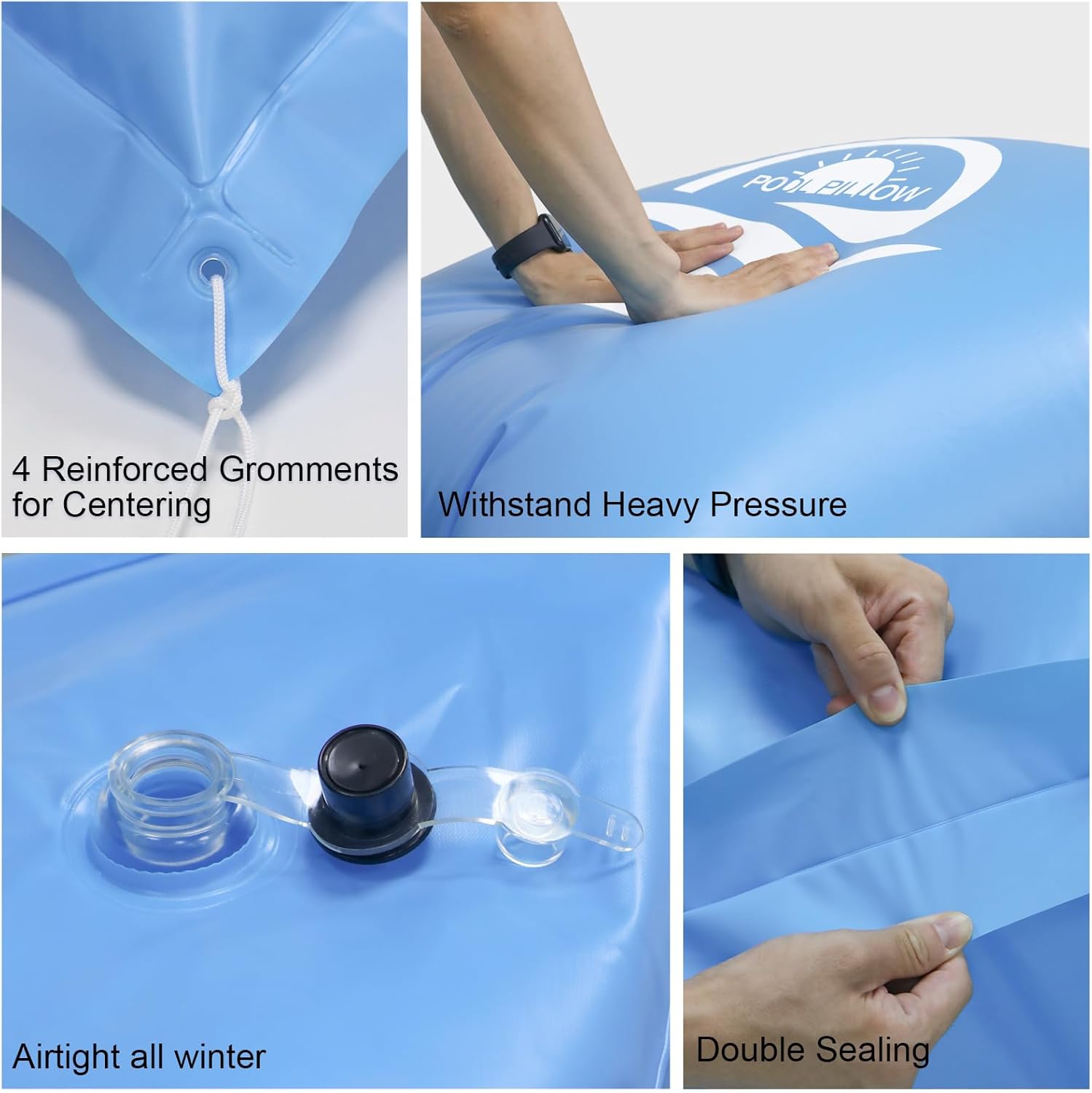 OSMOFUZE Almohadas de piscina para piscina sobre el suelo, almohada de aire ultra gruesa resistente al frío para invernar 0.016 in, material de PVC,
