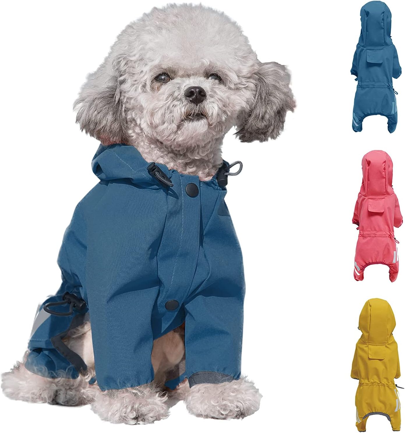 Impermeable impermeable para cachorros con capucha para cachorros pequeños y medianos, chaqueta impermeable para perro con correa reflectante y