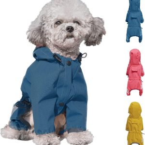 Impermeable impermeable para cachorros con capucha para cachorros pequeños y medianos, chaqueta impermeable para perro con correa reflectante y Impermeable impermeable para cachorros con capucha para cachorros pequeños y medianos, chaqueta impermeable para perro con correa reflectante y