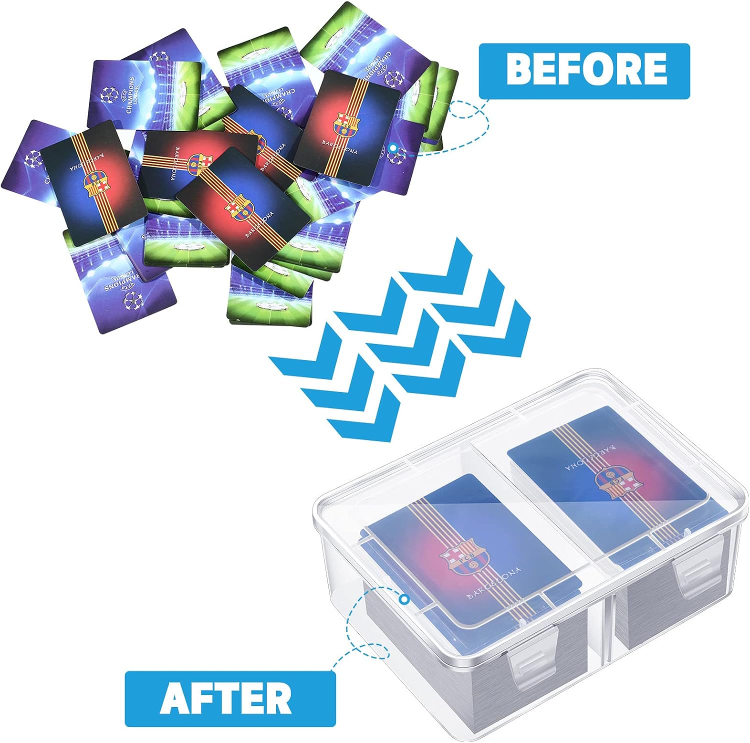 Caja de almacenamiento de 300 tarjetas compatible con MTG TCG, caja de almacenamiento de tarjetas coleccionables de plástico transparente con