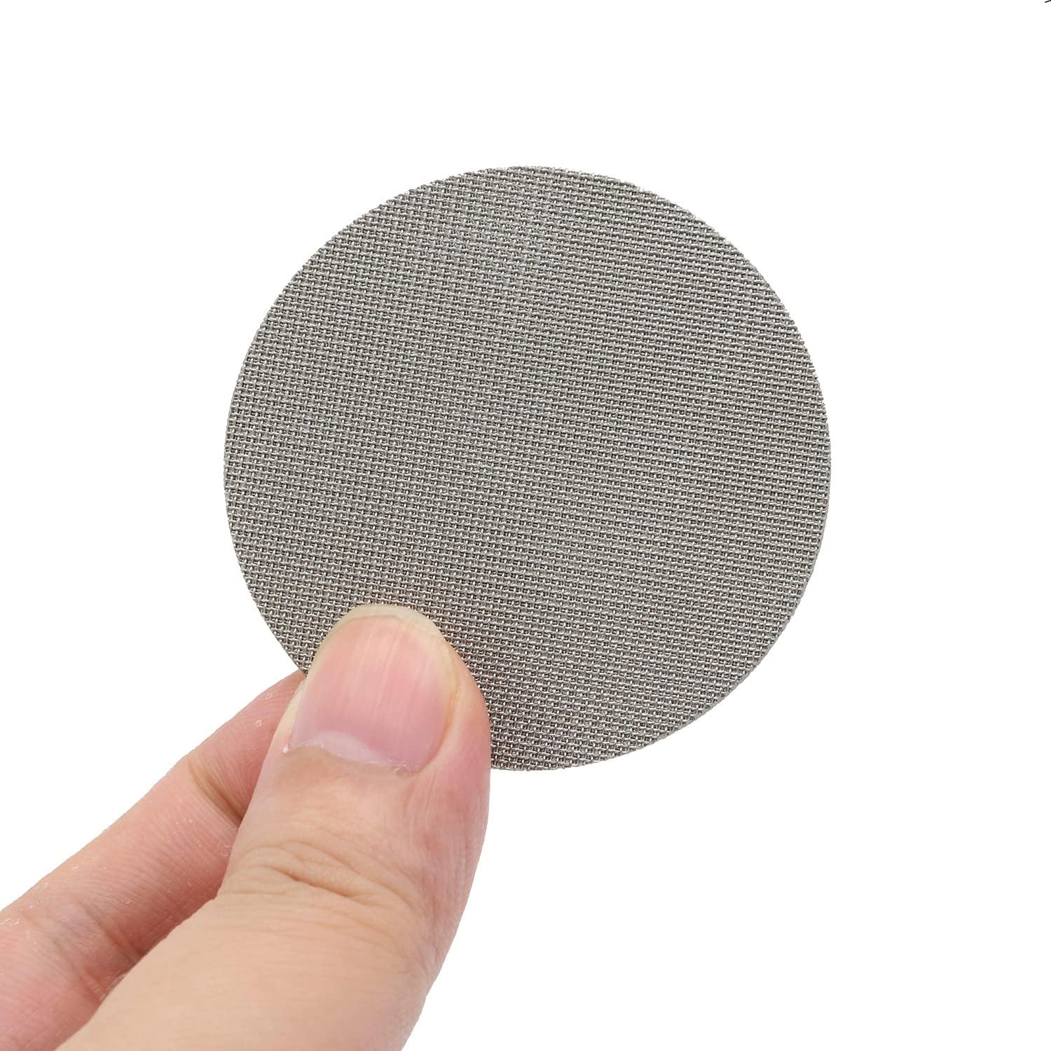 Paquete de 2 pantallas de disco de café de 2.303 in, placa de malla reutilizable de 0.067 in de grosor para cesta de filtro de portafiltro de