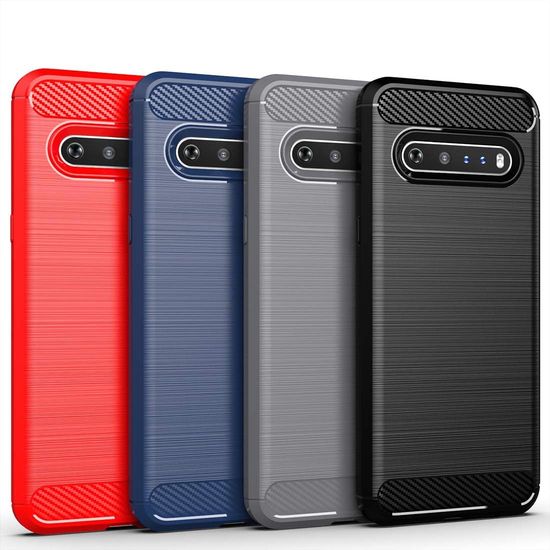 Osophter Funda para LG V60 ThinQ, LG V60 Funda de absorción de golpes Flexible TPU Caucho Protector de Cuerpo Completo para LG V60 ThinQ (Rojo)