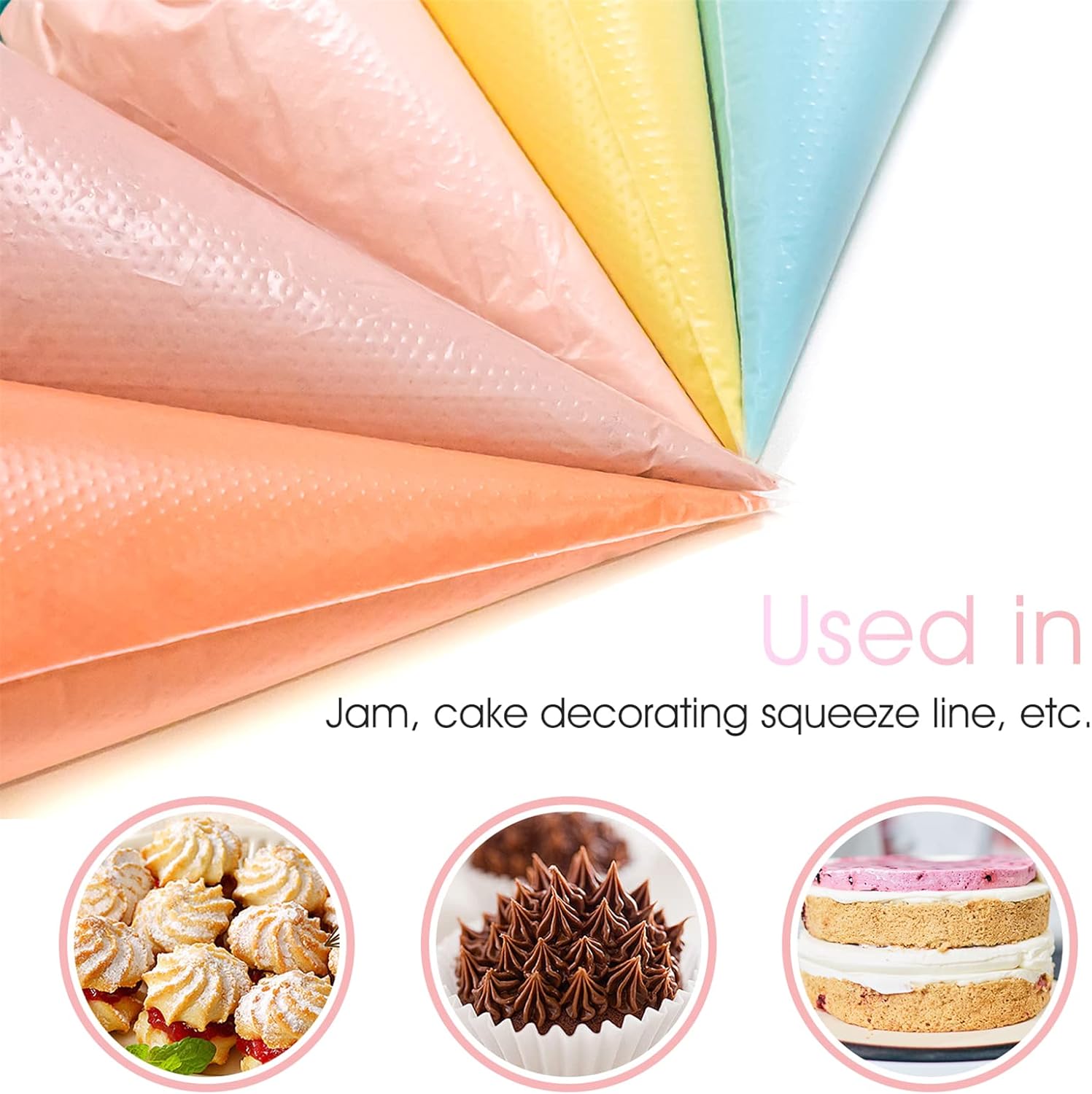 100 bolsas gruesas para pastelería, bolsas de decoración desechables de 20 pulgadas, bolsas de glaseado antiestallido para cupcakes, galletas y