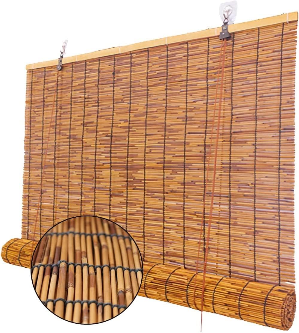 Persianas de bambú para ventanas, persianas enrollables de caña al aire libre, enrollables de bambú retro, persianas enrollables romanas