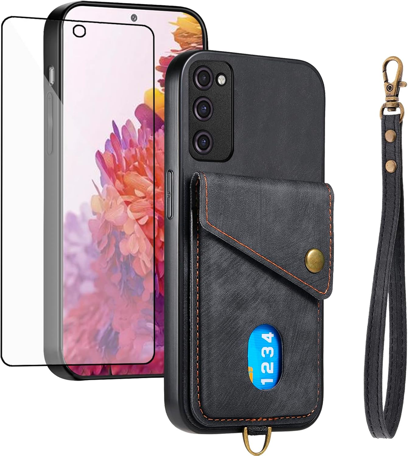 Asuwish Funda de teléfono para Samsung Galaxy S20 FE 5G 6.5 pulgadas Funda tipo cartera con protector de pantalla de vidrio templado y soporte para