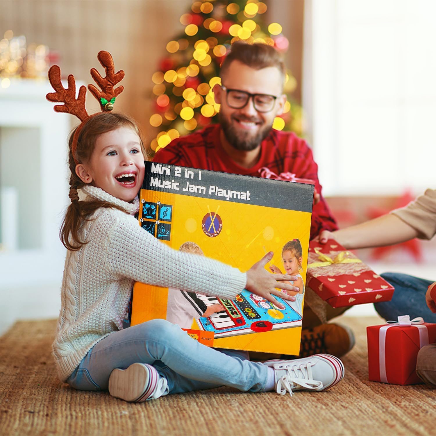Regalo de cumpleaños para niño de 1 año, tapete de música para niños pequeños de 1 a 3, juguetes de aprendizaje de música 2 en 1 para bebés de 1 a 3
