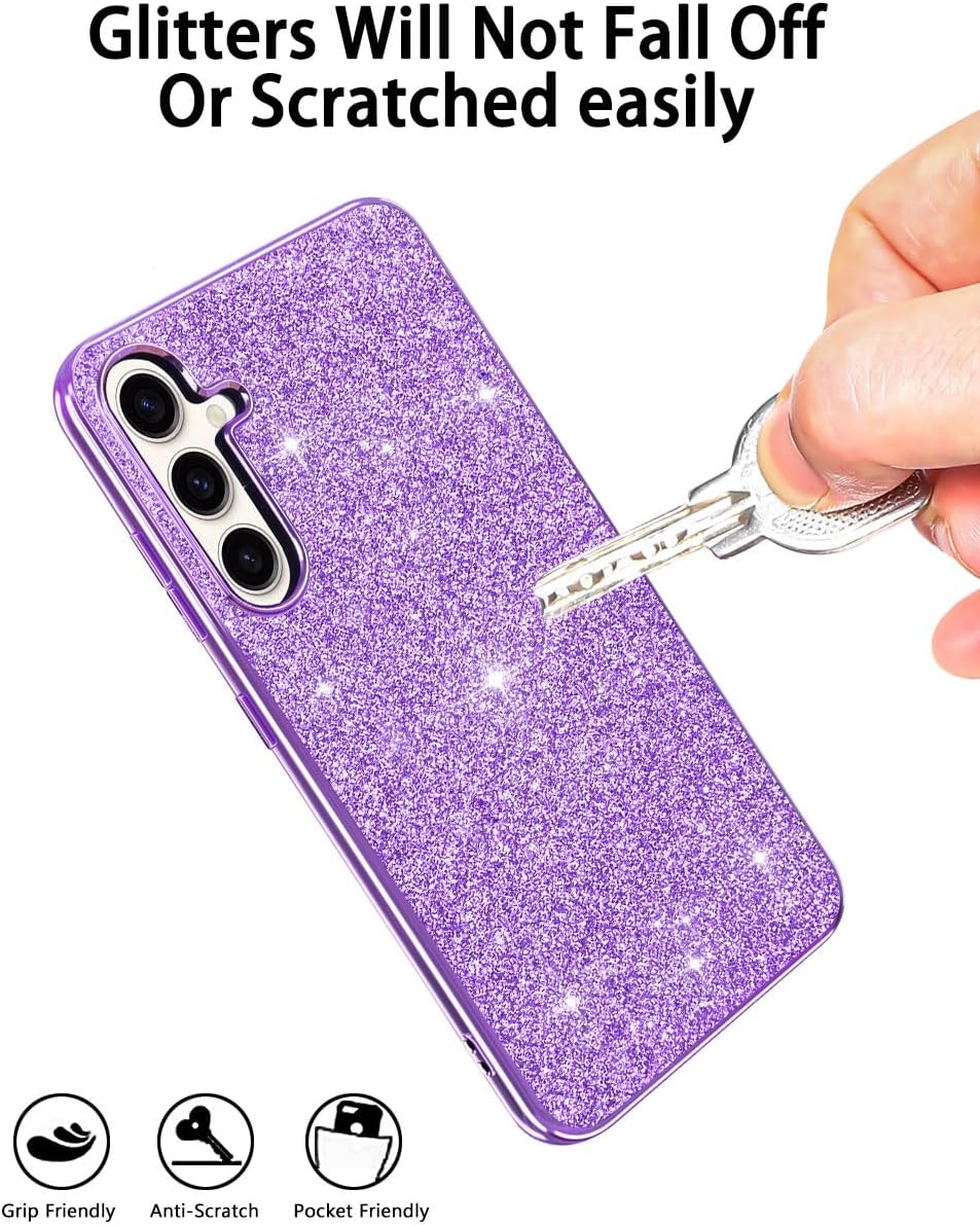 Funda compatible con Samsung Galaxy S23 FE 5G, funda delgada con purpurina para mujer, protección contra caídas, resistente funda Hybird para S23 FE