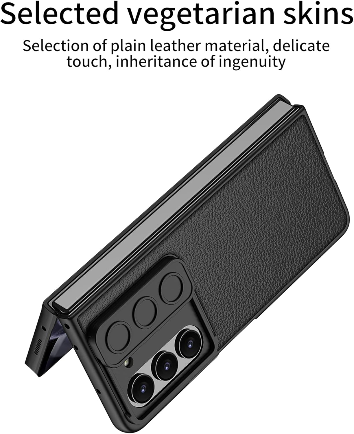BAILI Fold5 – Funda de piel con ventana de cámara deslizante, protección de 360 HD integrada a prueba de explosiones película de pantalla de vidrio