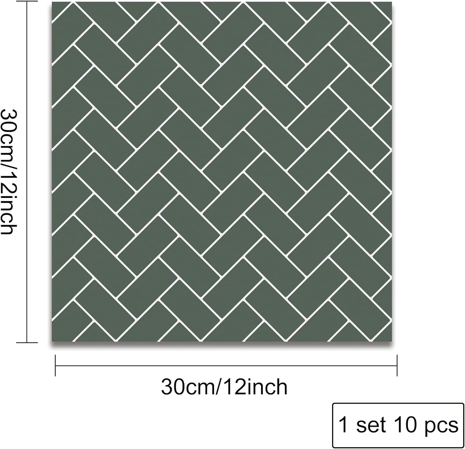 WOOHOOROO Home Kitchen Backsplash – Azulejos de ladrillo de espiga verde para despegar y pegar, adhesivo autoadhesivo para pared, decoración