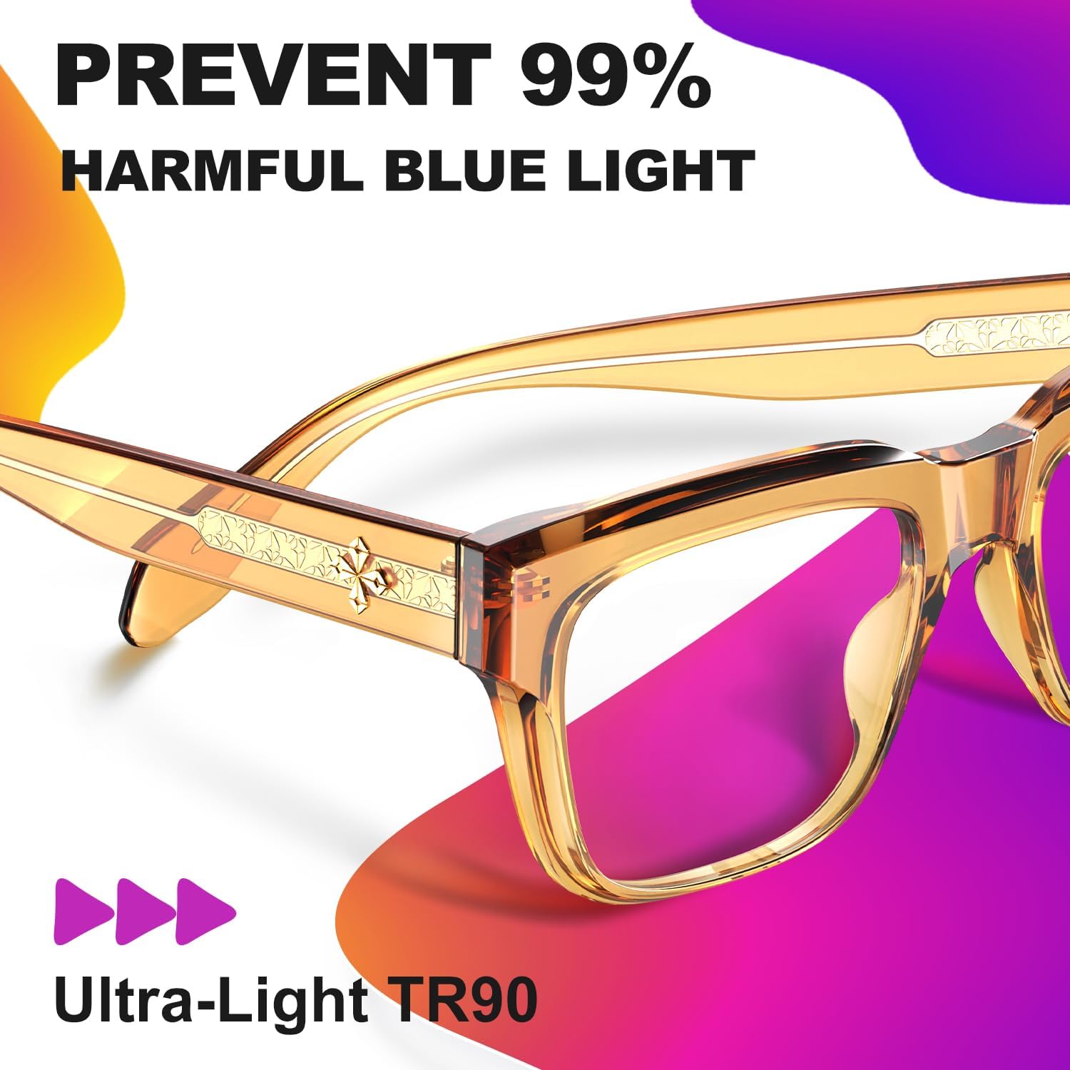 VISOONE TR90 – Gafas cuadradas con bloqueo de luz azul para computadora para mujeres y hombres RANDI