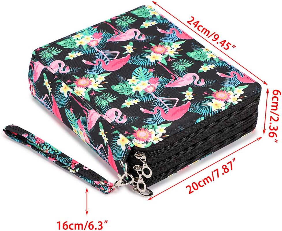 BTSKY – Estuche para lápices de colores con 120 ranuras, gran capacidad con correa práctica y patrón estampado