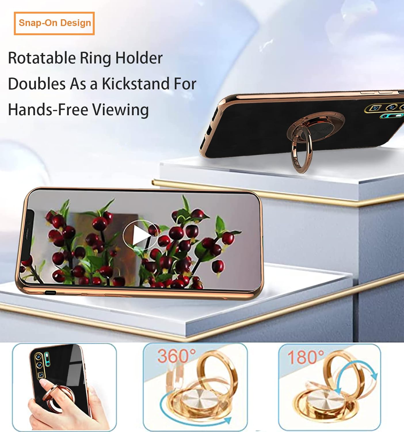 Compatible con Huawei P30 Pro Case Ring Holder Magnet Green, Huawei P30 Pro Funda de teléfono Funda de silicona a prueba de golpes Funda delgada de