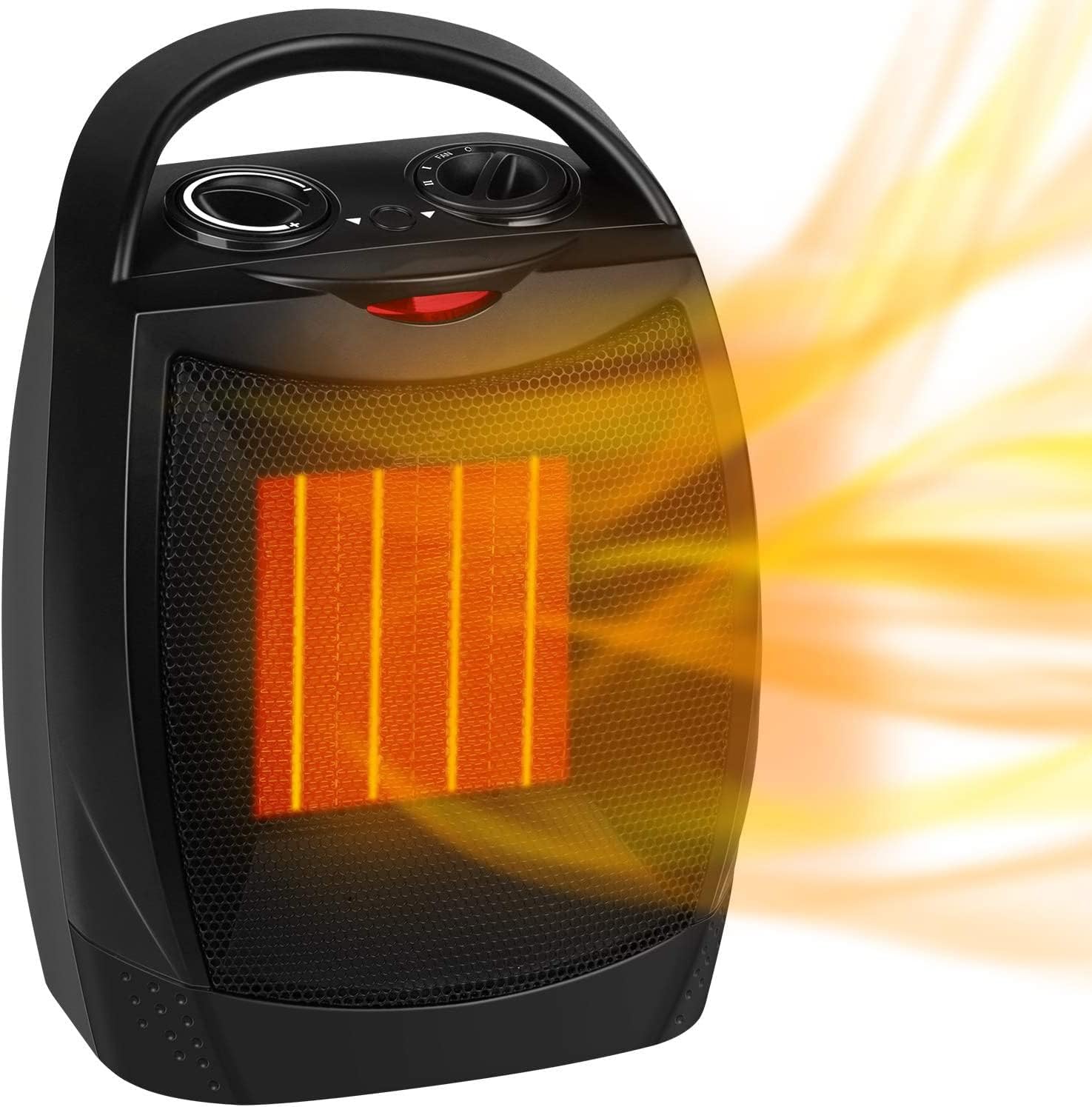 Calentador eléctrico portátil con termostato, ventilador de cerámica seguro y silencioso de 1500 W750 W, calienta 200 pies cuadrados para oficina,