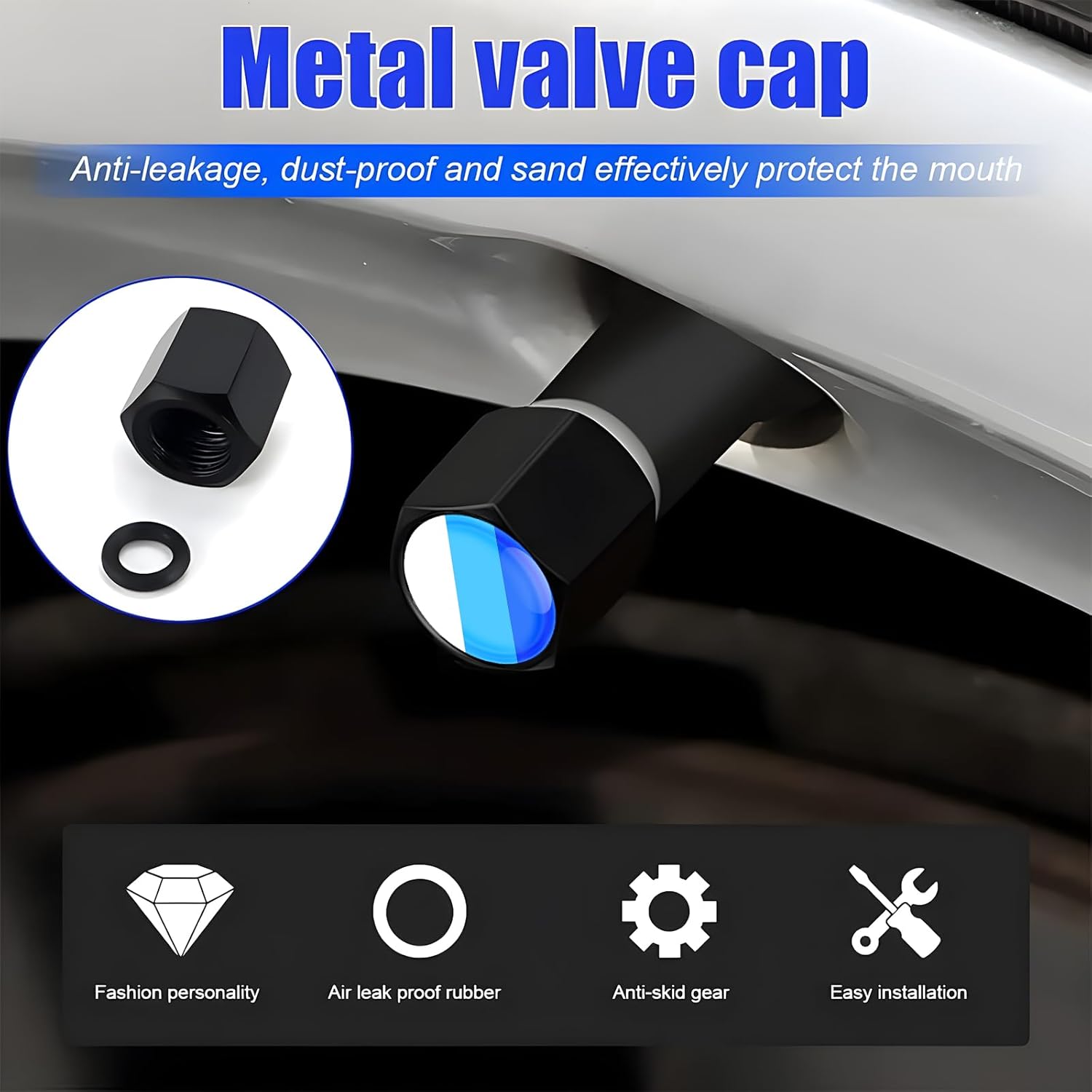 Tri-Color Sports – Tapones de válvula de neumático (4 unidades), tapas universales para válvulas de neumáticos, para Tacoma, 4Runner, Tundra,