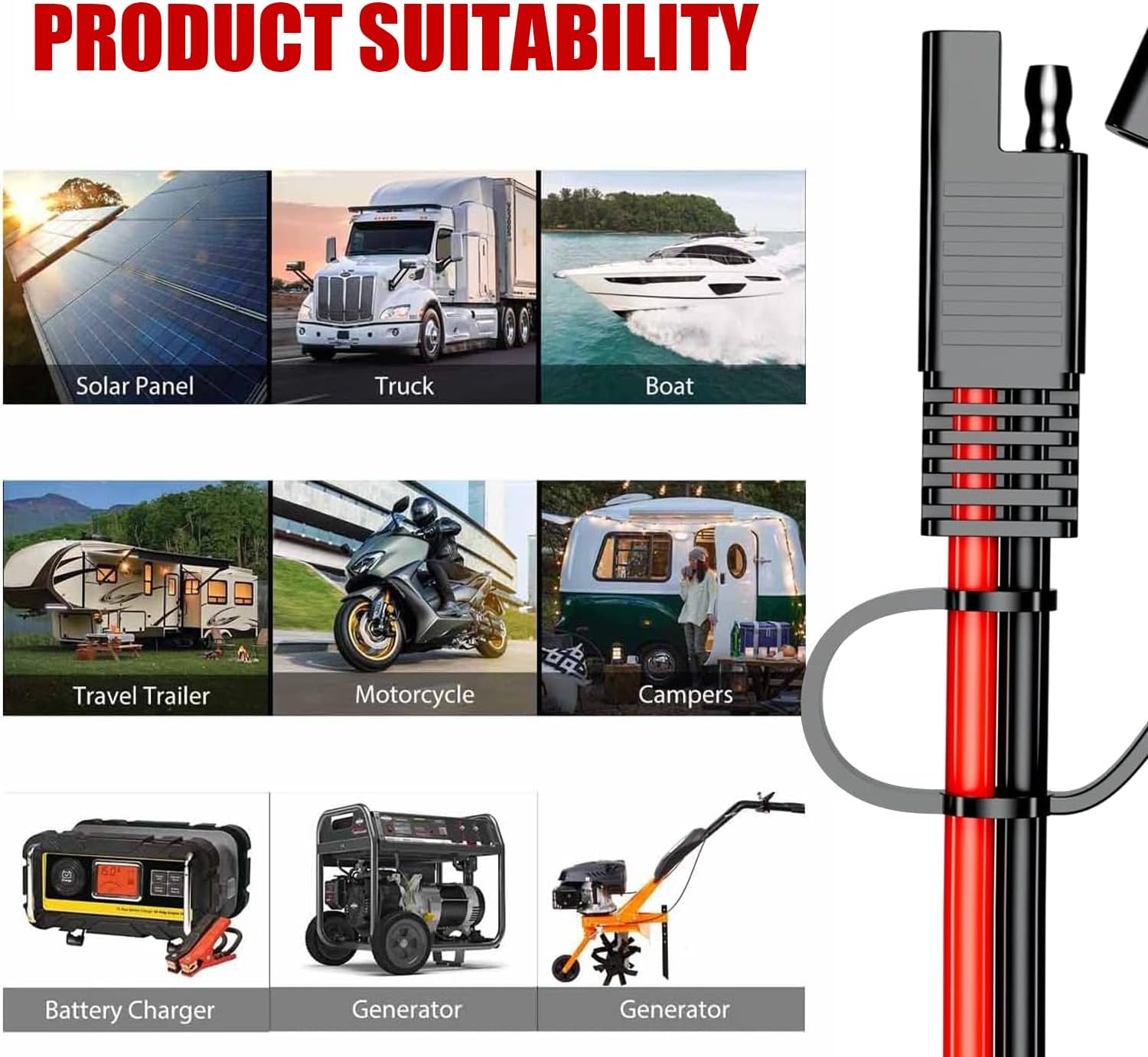 BERLAT – Paquete de 2 extensiones de cable solar, 14 Awg 11.8 in, extensión de corriente continua automotriz para conexión y transferencia de