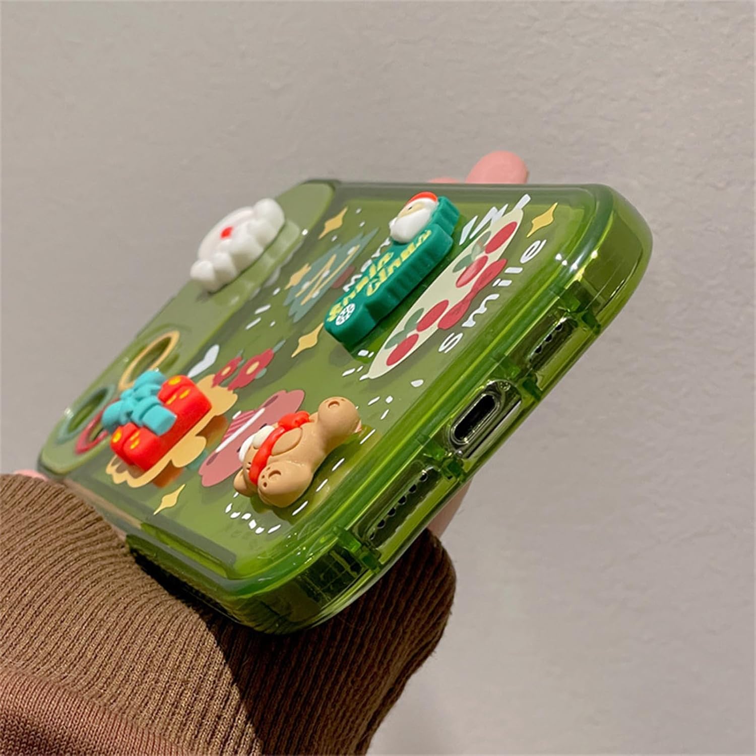 Funda con colgante de árbol de Navidad con espejo abatible para iPhone 15, 14, 13, 12 Series (rojo B, para iPhone 13 Pro Max)