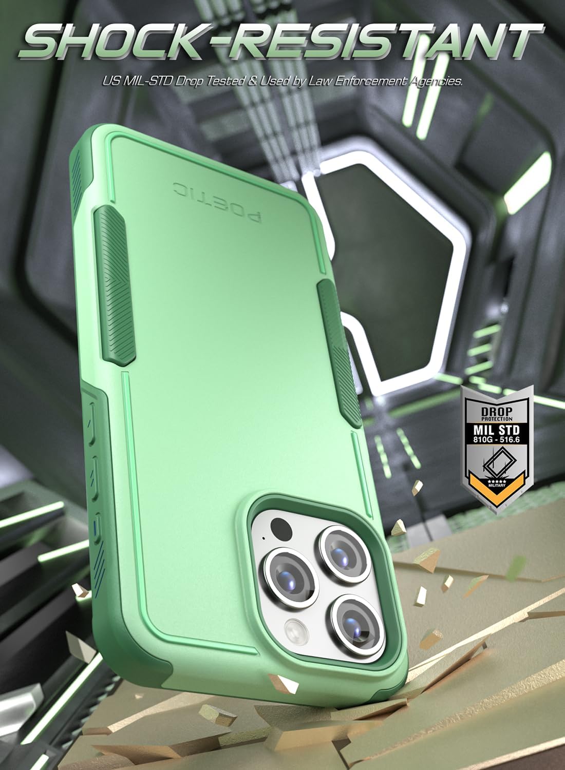 Poetic Neon Series – Funda para iPhone 15 Pro, doble capa, resistente, resistente, ligera, delgada, a prueba de golpes, protección contra caídas,