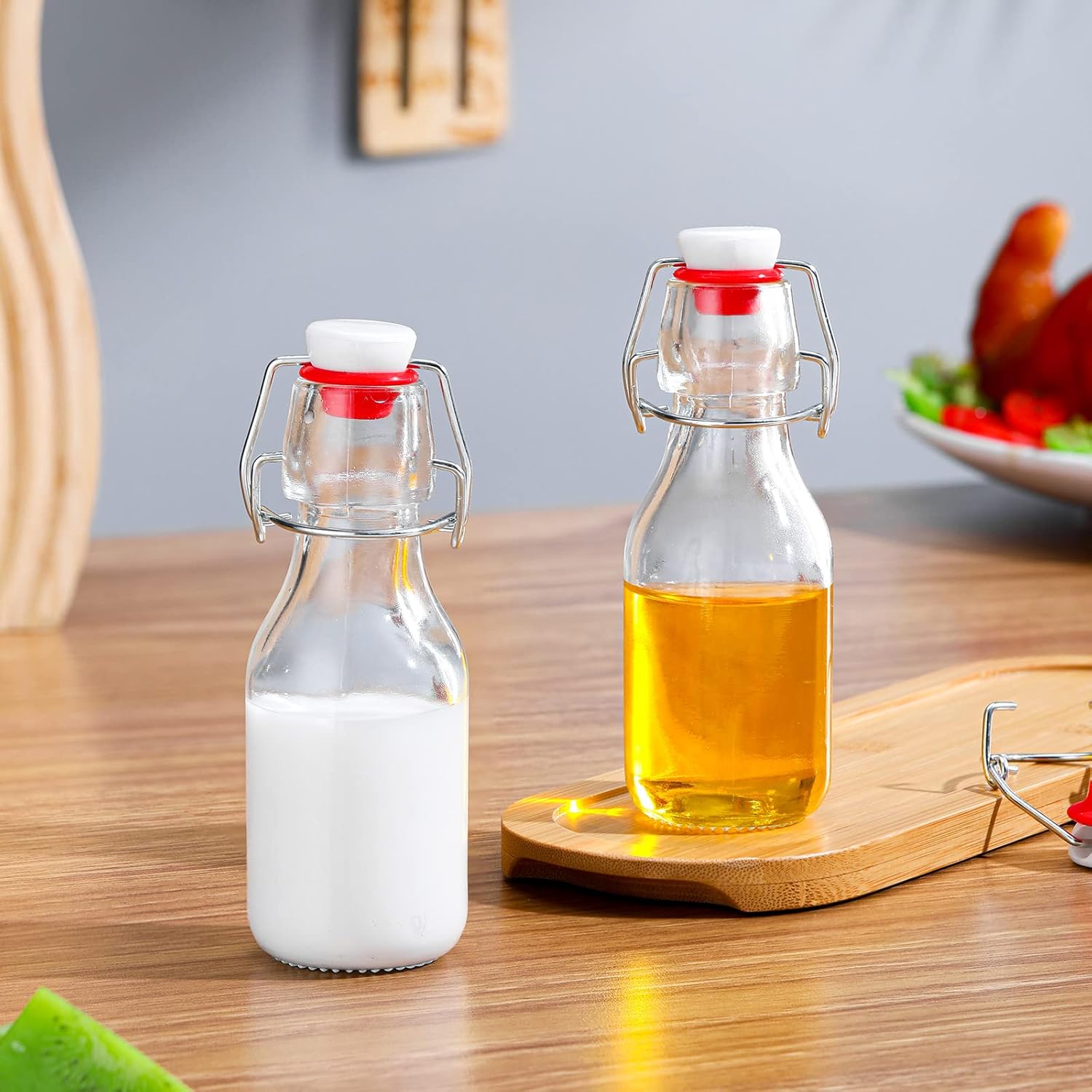 EBOOT Botellas de vidrio con tapa abatible con tapas, botellas de cerveza, botellas de vidrio transparente con parte superior oscilante, botellas de