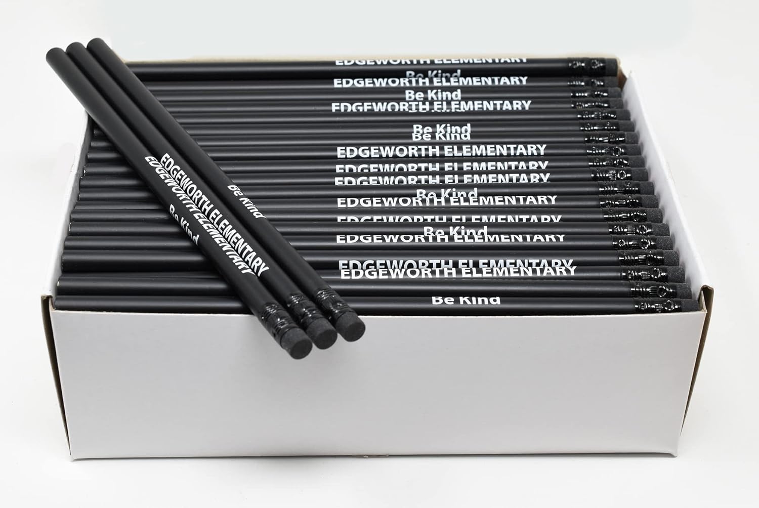 Lápices redondos negros mate impresos personalizados, 500 por caja, color negro mate