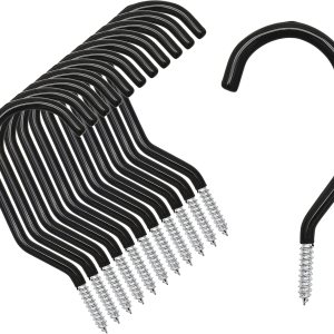 Menecor Ganchos de almacenamiento para bicicleta, 12 unidades, resistentes para montar en la pared, ganchos de tornillo grandes para pared, techo Menecor Ganchos de almacenamiento para bicicleta, 12 unidades, resistentes para montar en la pared, ganchos de tornillo grandes para pared, techo