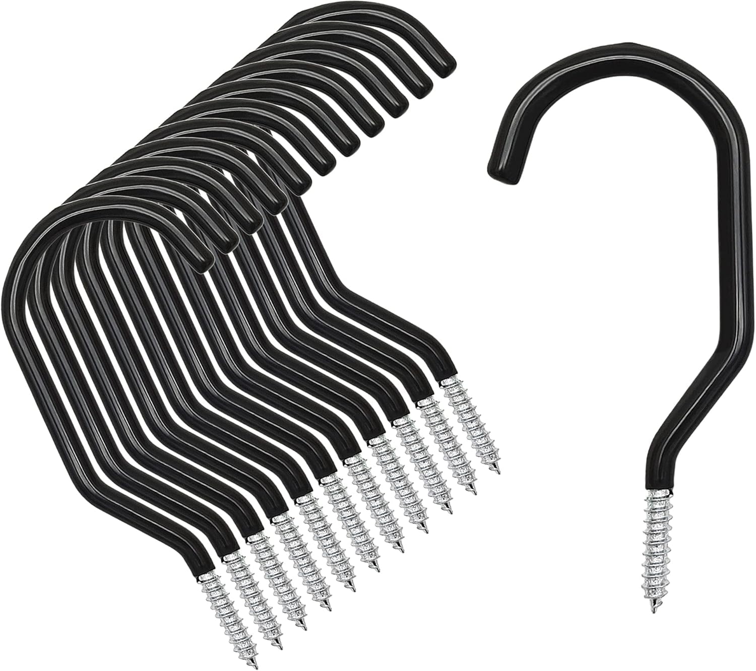 Menecor Ganchos de almacenamiento para bicicleta, 12 unidades, resistentes para montar en la pared, ganchos de tornillo grandes para pared, techo