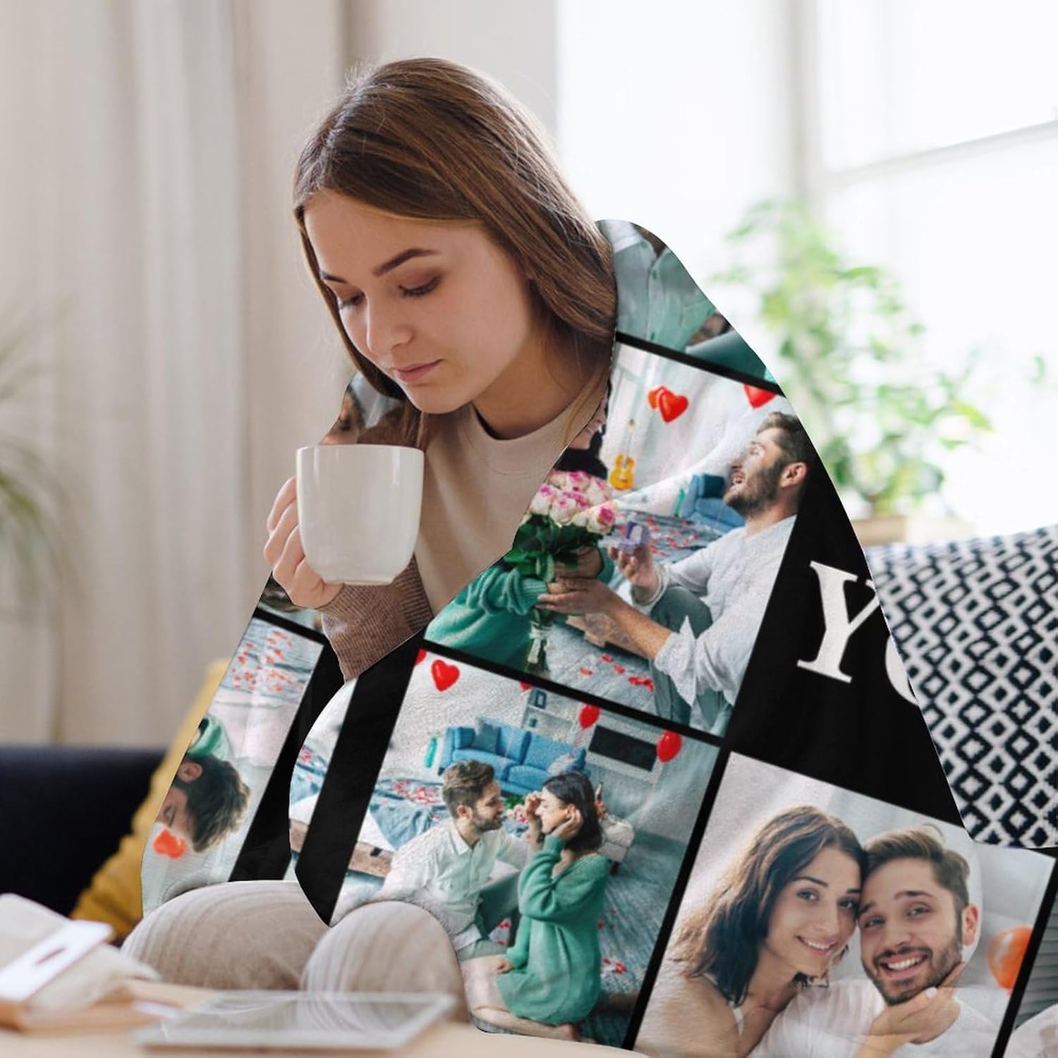 Manta personalizada con foto “I Love You”, regalos para parejas, manta personalizada única 2023, regalos de fotos para aniversario, día de San