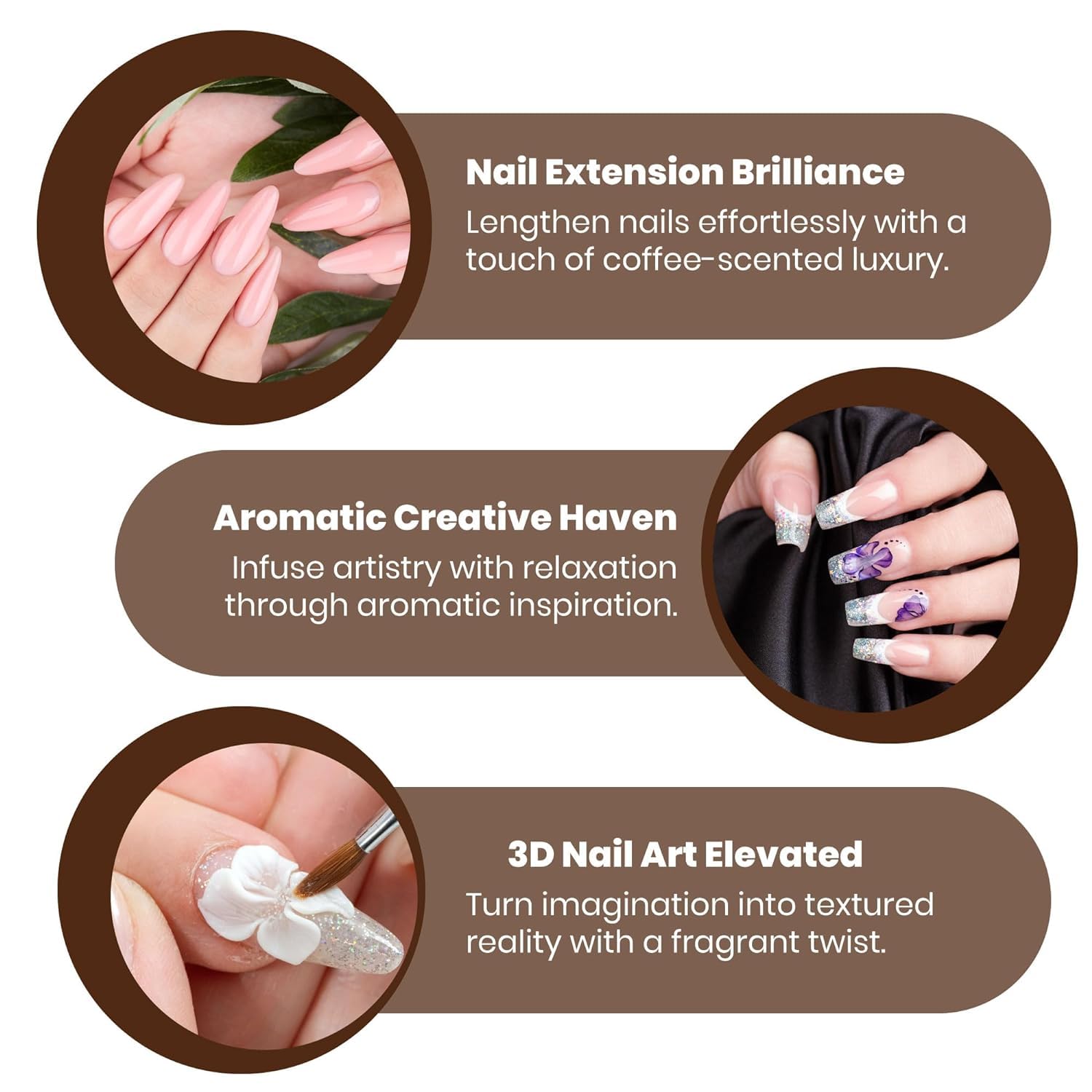 Mia Secret Monómero líquido con aroma a café, líquido acrílico alternativo para uñas en polvo acrílico, monómero EMA, líquido de monómero de uñas