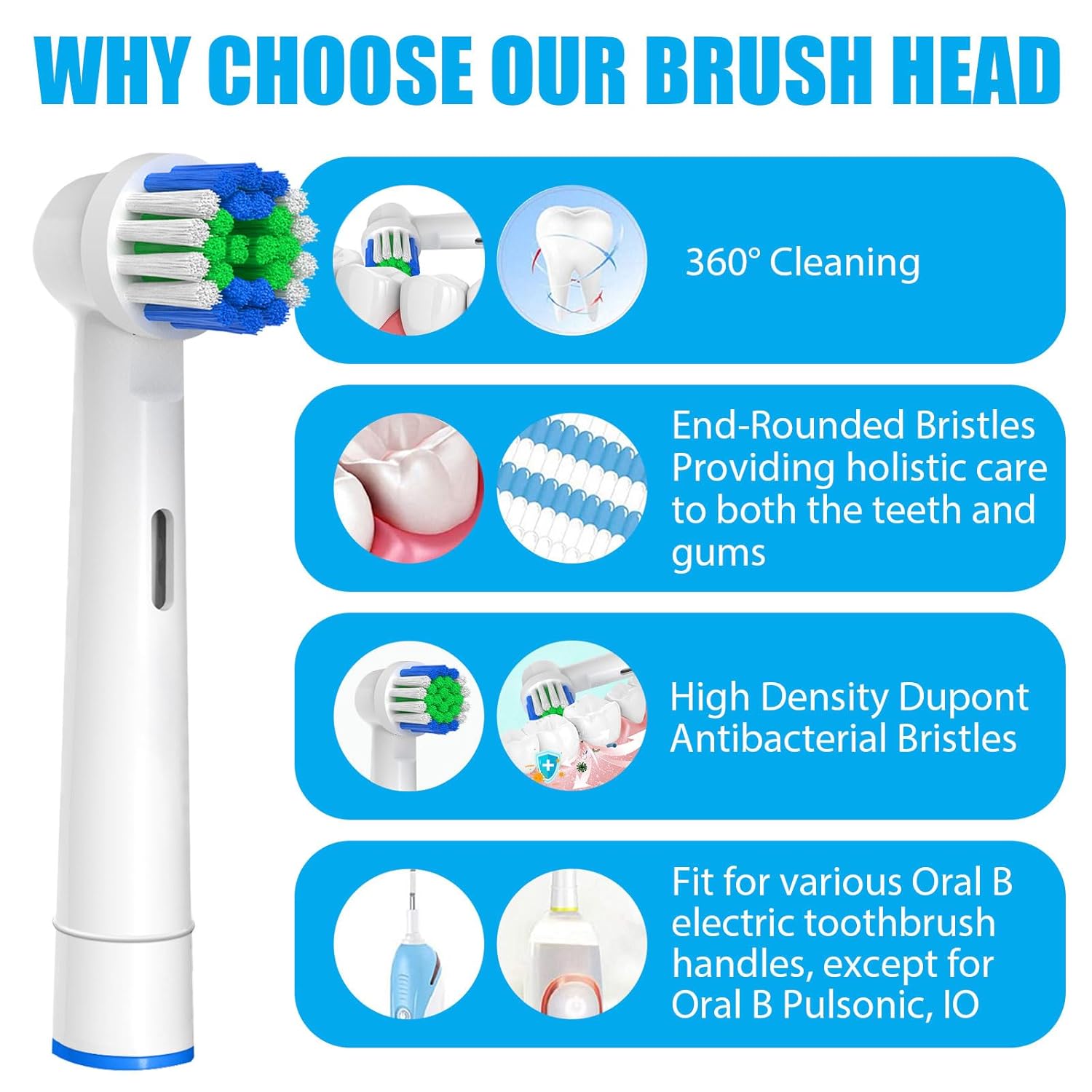 Cabezales de repuesto compatibles con Oral-B Braun, 16 cabezales de cepillo de dientes eléctricos profesionales para Oral B, cabezales de repuesto