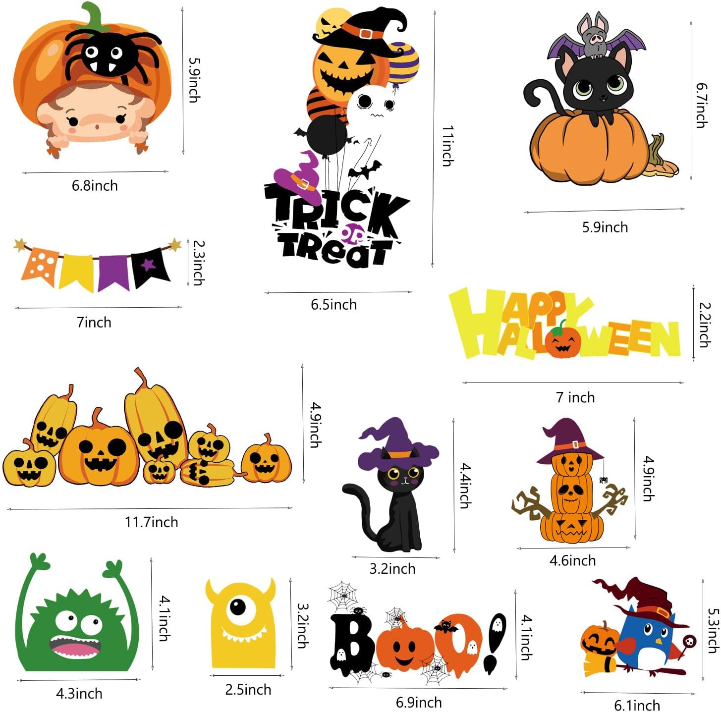 Decoración de Halloween para ventana, lindas calcomanías de decoración de ventana de Halloween, lindas calcomanías de decoración de Halloween,