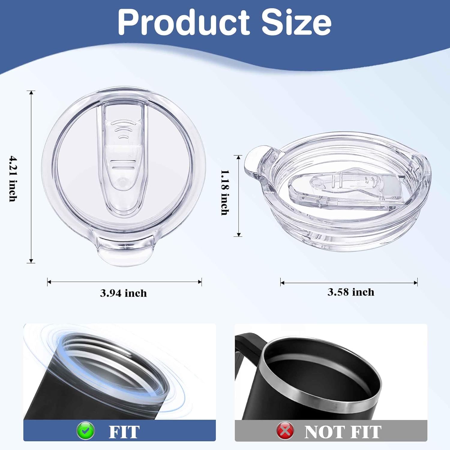 Tapa de repuesto para vaso de 40 onzas para Stanley Cup  Paquete de 2 fundas de tapa a prueba de derrames resistentes a salpicaduras  Tapas