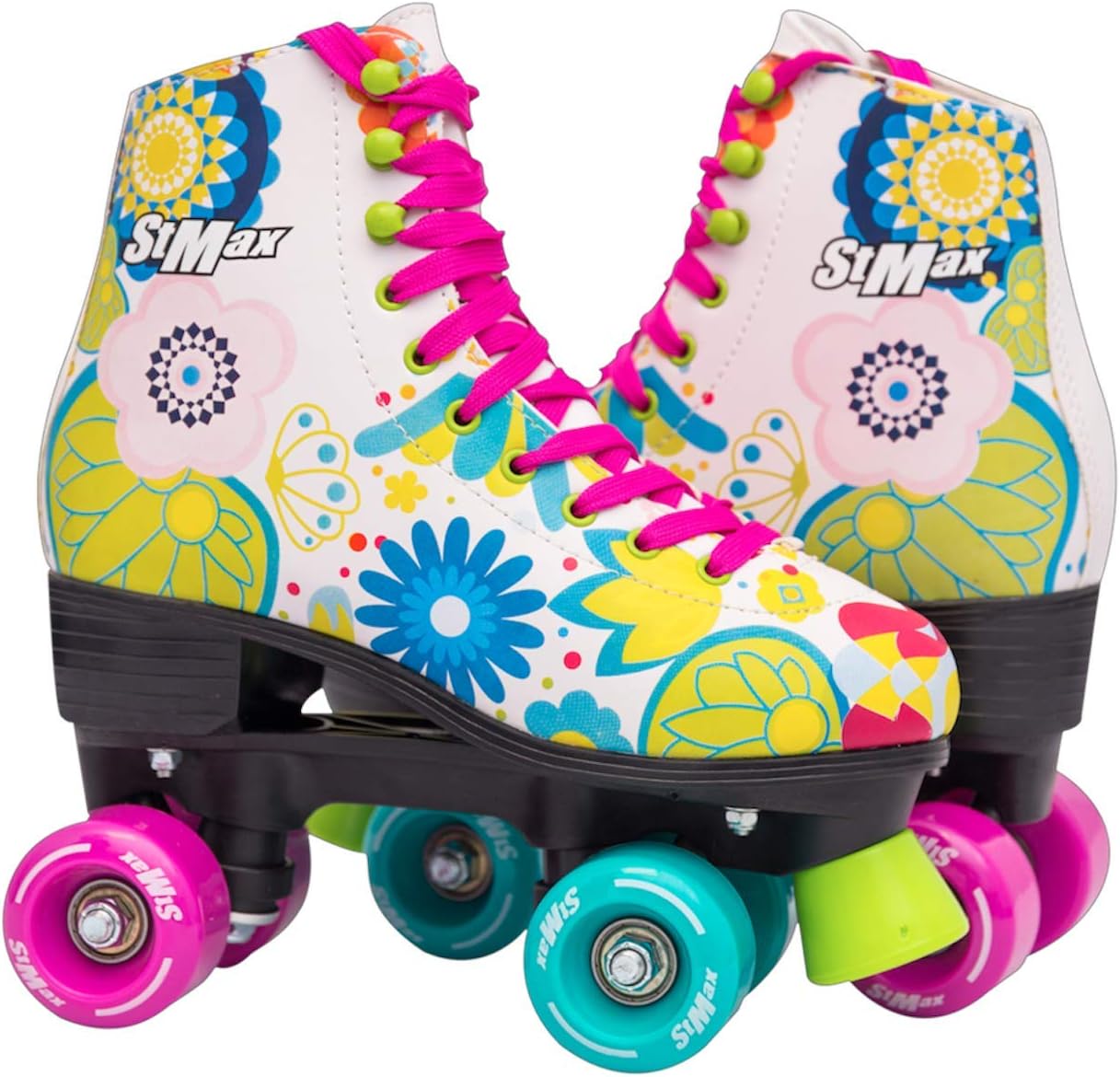STMAX Patines clásicos Derby de 4 ruedas para mujeres y niñas, patines cuádruples para niños y adultos Patines para niñas y mujeres patines al aire