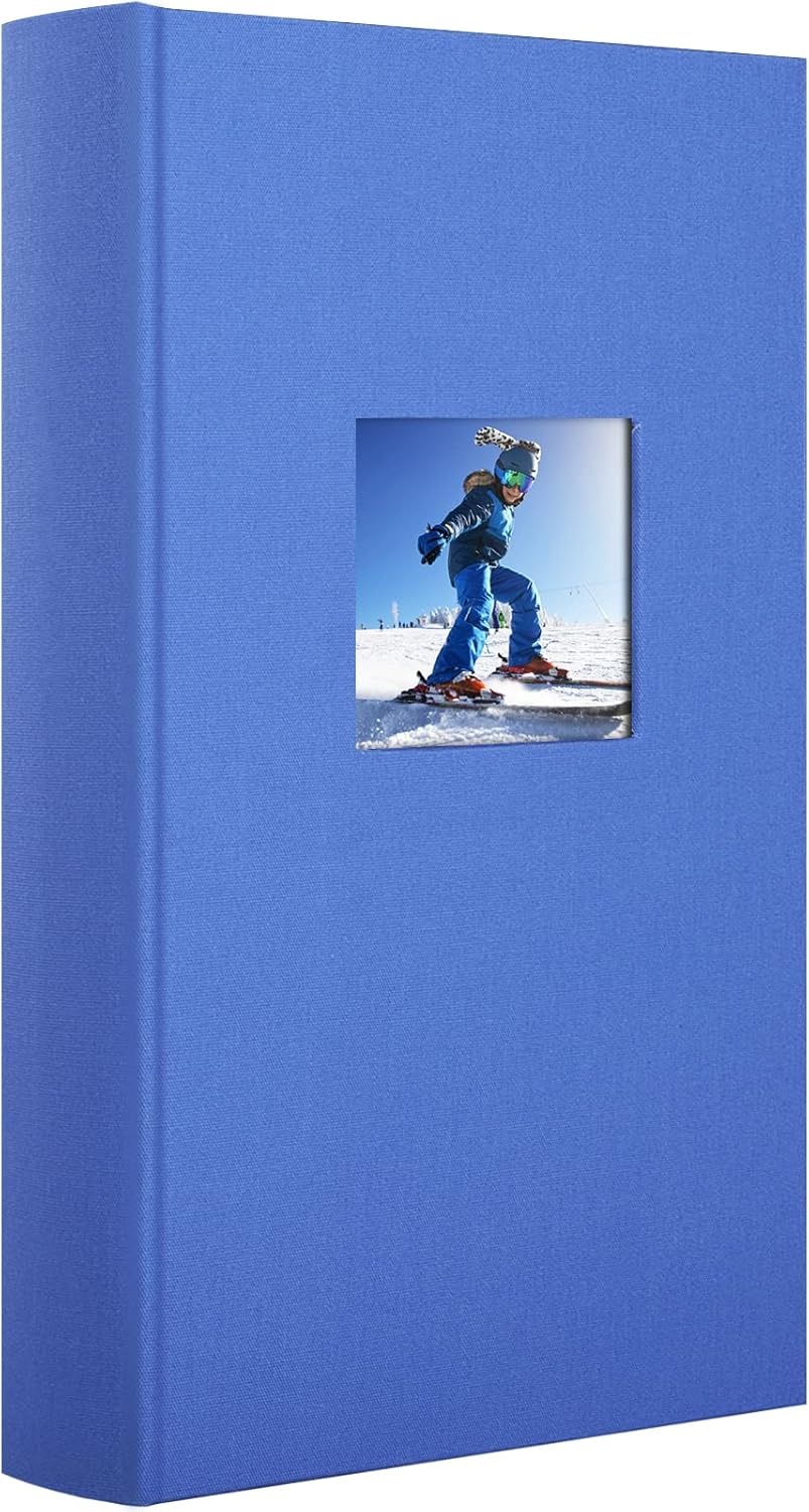 Álbum de fotos de lino de 4 x 6 con capacidad para 408 bolsillos negros deslizantes, cubierta de tela, álbumes de fotos pequeños para boda,