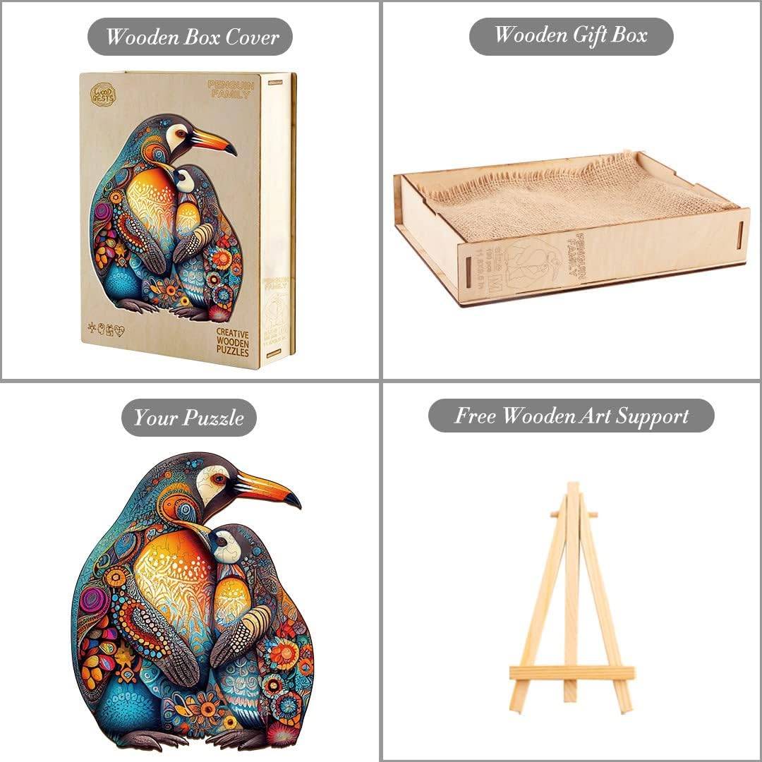 Funnli Rompecabezas de madera para adultos  300 piezas de rompecabezas de madera de pingüino  Rompecabezas de madera de 15.7 x 12.8 pulgadas con