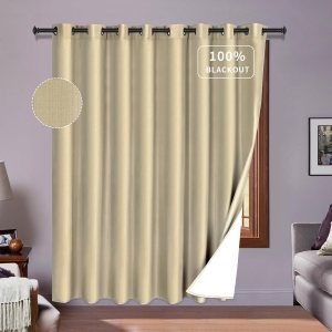PureFit Cortinas 100% opacas de 84 pulgadas de largo, lino para oscurecer la habitación, con aislamiento térmico, cortina extra ancha para puerta PureFit Cortinas 100% opacas de 84 pulgadas de largo, lino para oscurecer la habitación, con aislamiento térmico, cortina extra ancha para puerta
