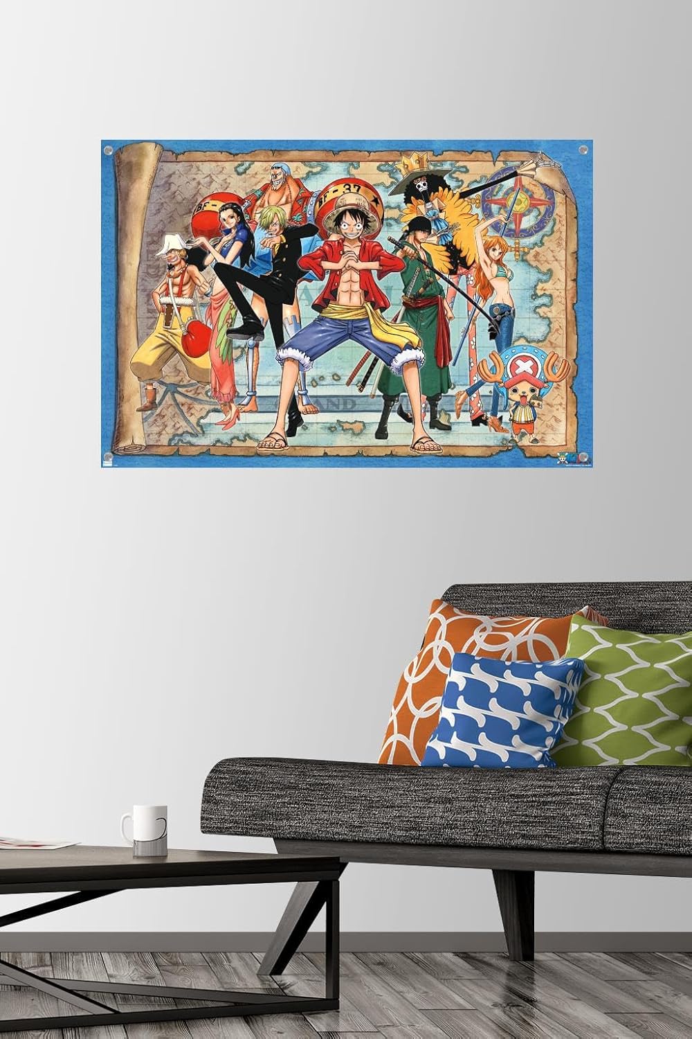Póster de pared de mapa de grupo de una pieza con pasadores