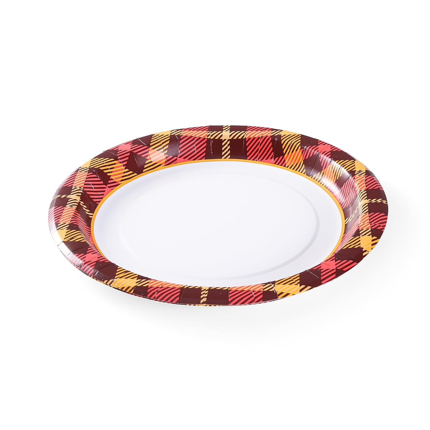 Glad Plato de papel desechable, diseño cálido a cuadros, 32 unidades  A prueba de remojo, a prueba de cortes, microondas, platos desechables