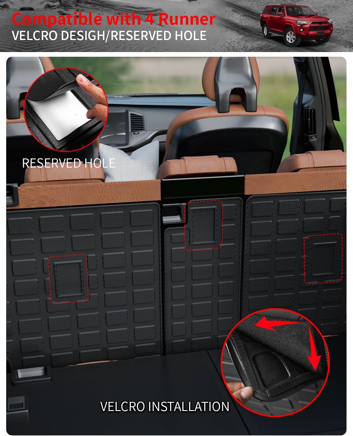 Funda de asiento trasero compatible con Toyota 4 Runner 2010-2024, tapete de respaldo de 7 asientos, tapete de carga TPE para todo tipo de clima,