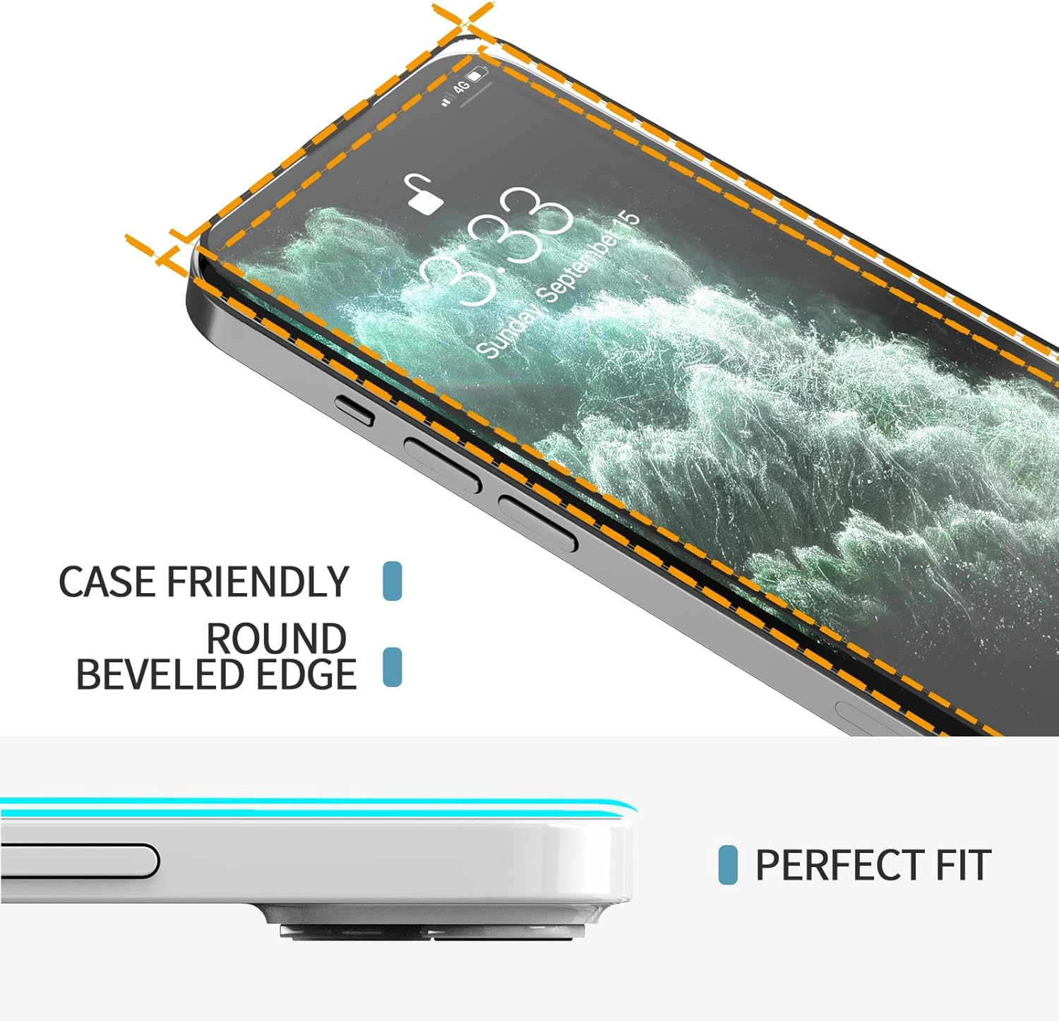 Paquete de 2 protectores de pantalla para iPhone 15 Pro de 6.1 pulgadas de vidrio templado fácil instalación, cobertura completa, antihuellas, a
